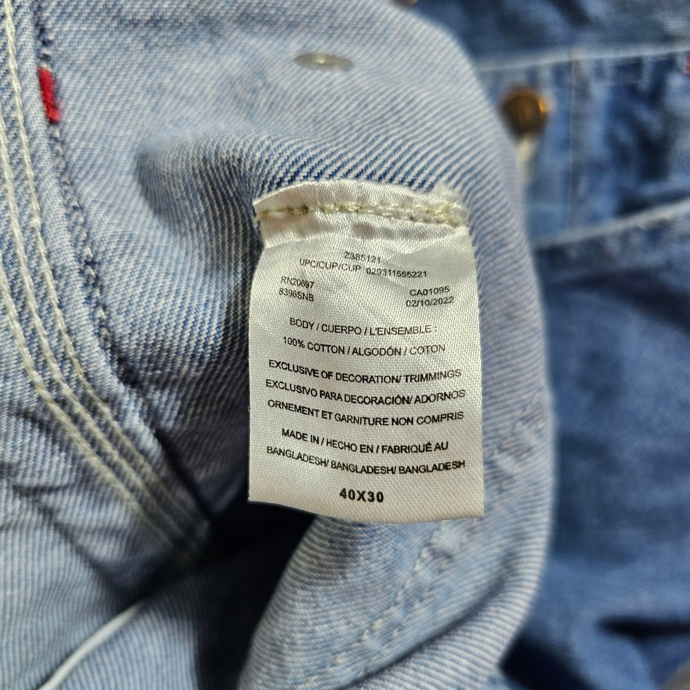 Dickies Denim Bib Overalls Denim Light Wash Blue Men's Tagged 40x30 Act 40x28 - Picture 4 of 7